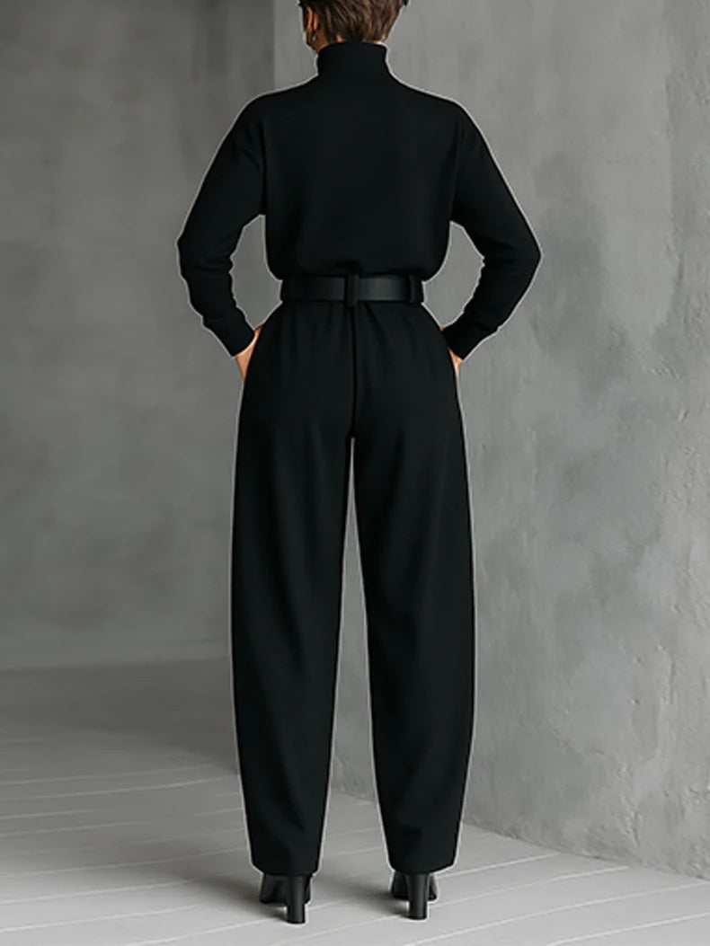 GENEVIÈVE | Conjunto Negro de Cuello Alto y Pantalón