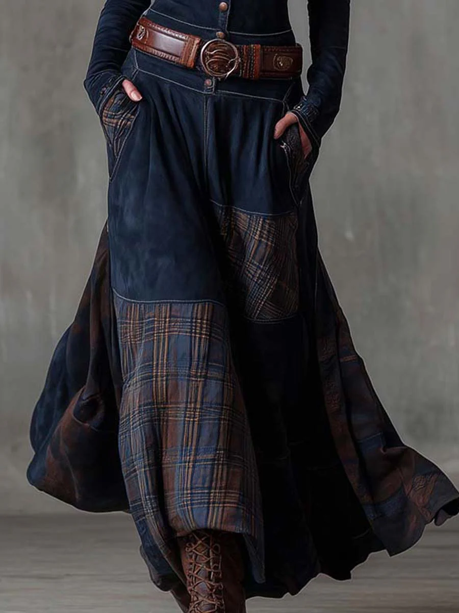 ELOISA | Vestido Maxi de Cuadros con Cinturón