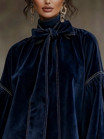 TIPHAINE | Vestido Corto de Terciopelo con Lazo
