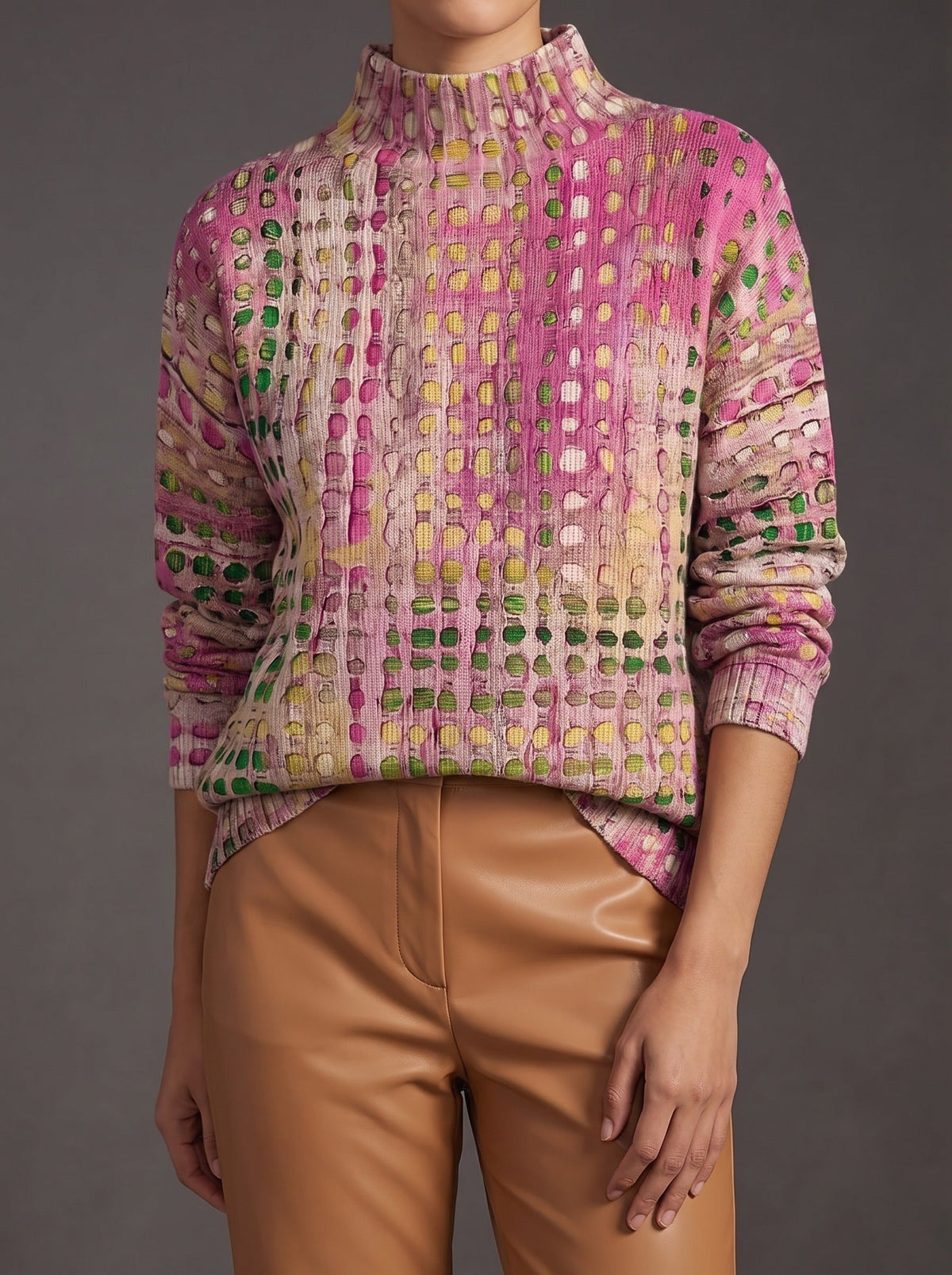 HAVILAH | Jersey de Cuello Alto Rejilla de Puntos Orquídea