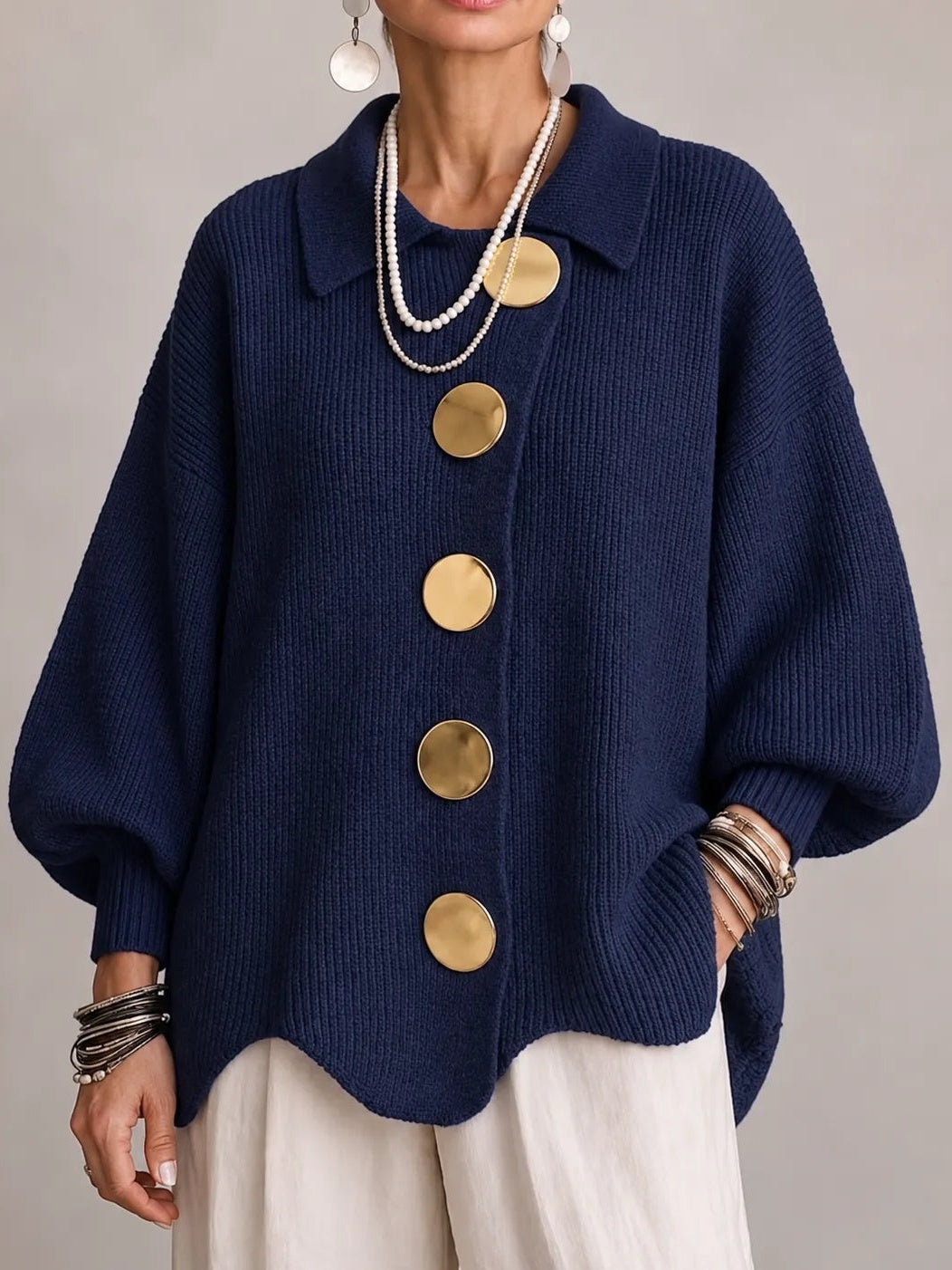 MIRABEL | Cárdigan Oversize de Canalé con Bajo Ondulado