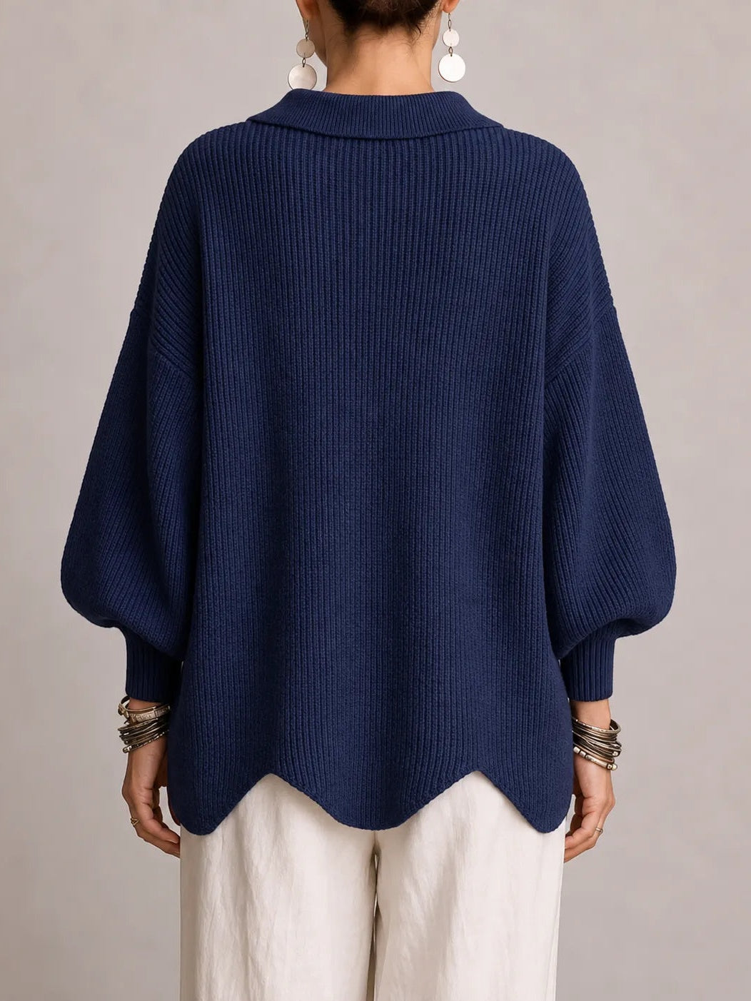 MIRABEL | Cárdigan Oversize de Canalé con Bajo Ondulado