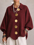 LOREDANA | Cárdigan Oversize de Canalé Burdeos