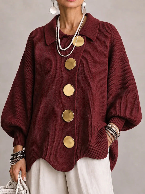 LOREDANA | Cárdigan Oversize de Canalé Burdeos