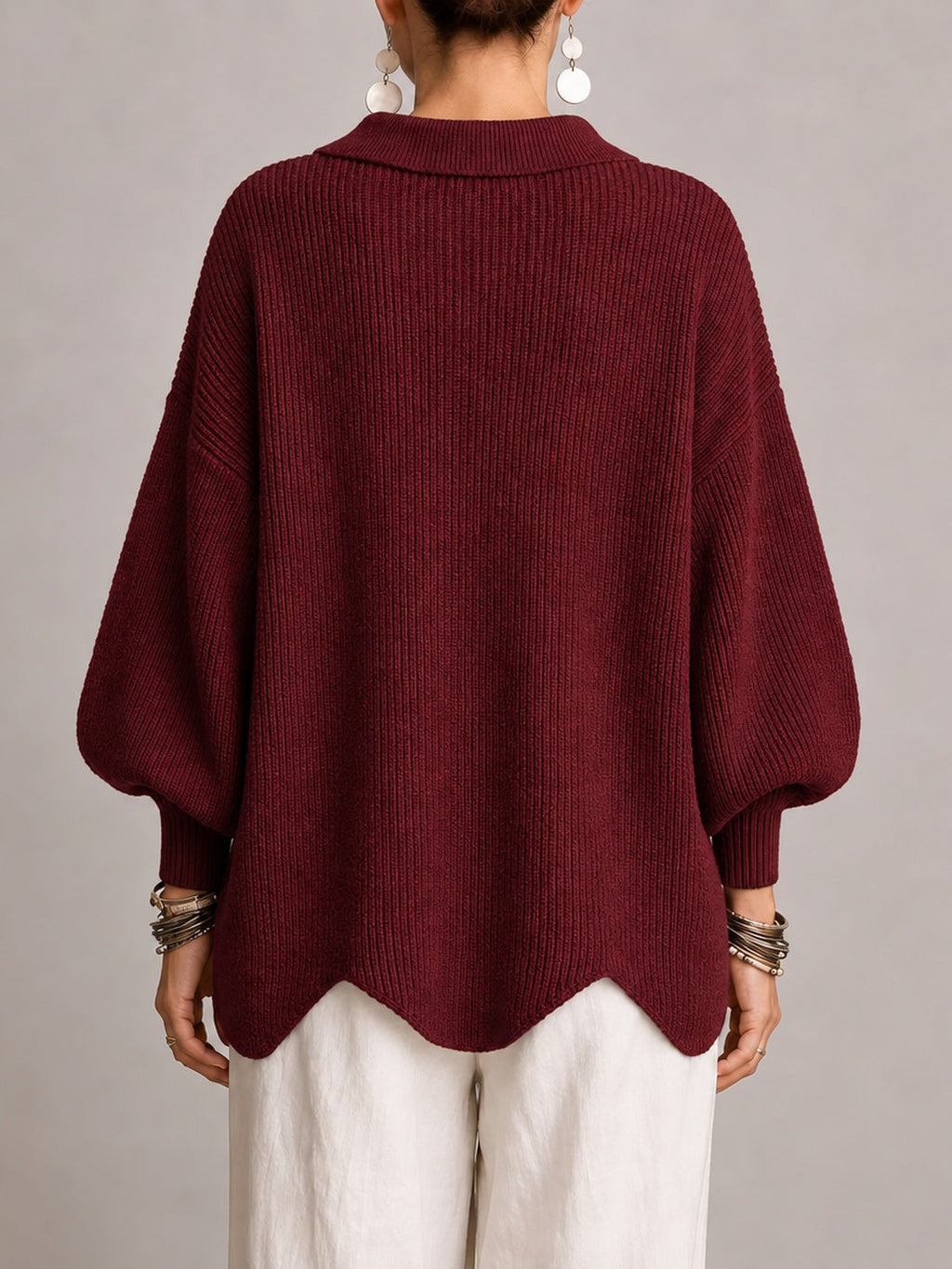 LOREDANA | Cárdigan Oversize de Canalé Burdeos