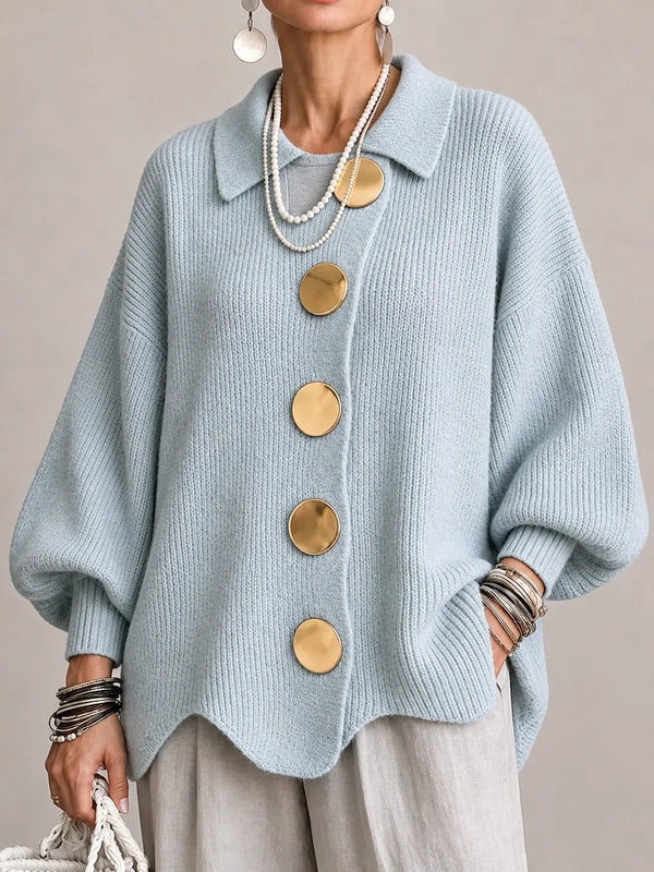 ORIANA | Cárdigan Oversize de Canalé con Bajo Festoneado