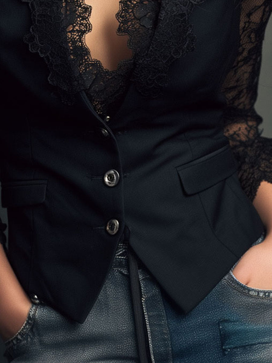 LAIA | Top-Blazer de Mangas Semitransparentes