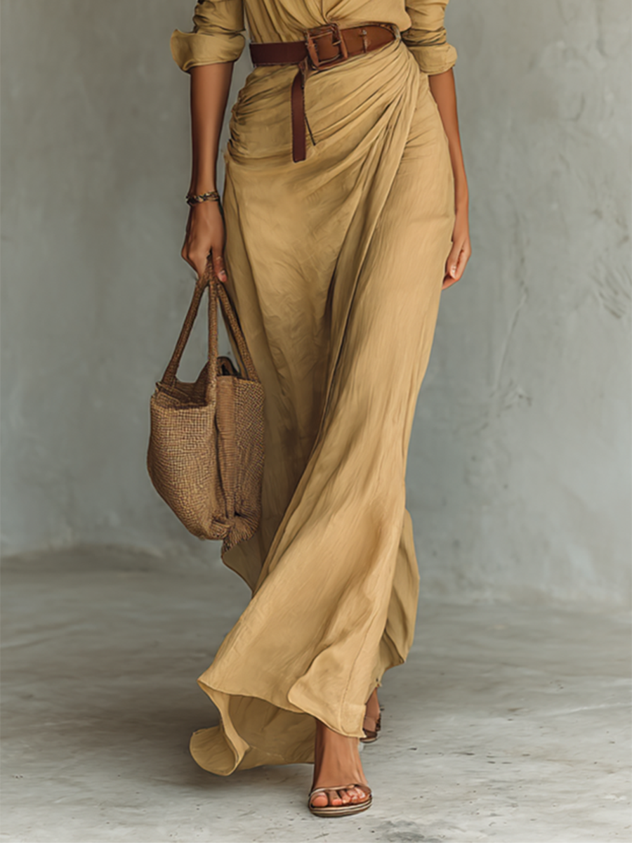 CONSTANZA | Vestido Maxi de Cuello Solapa