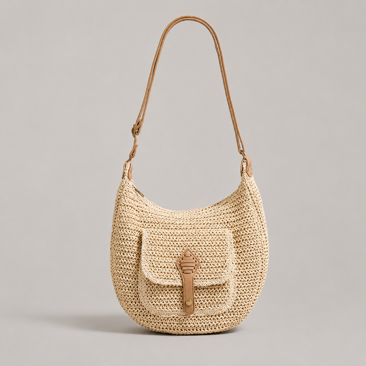 VALENTINA | Bolso de Hombro Trenzado Beige para el Día a Día