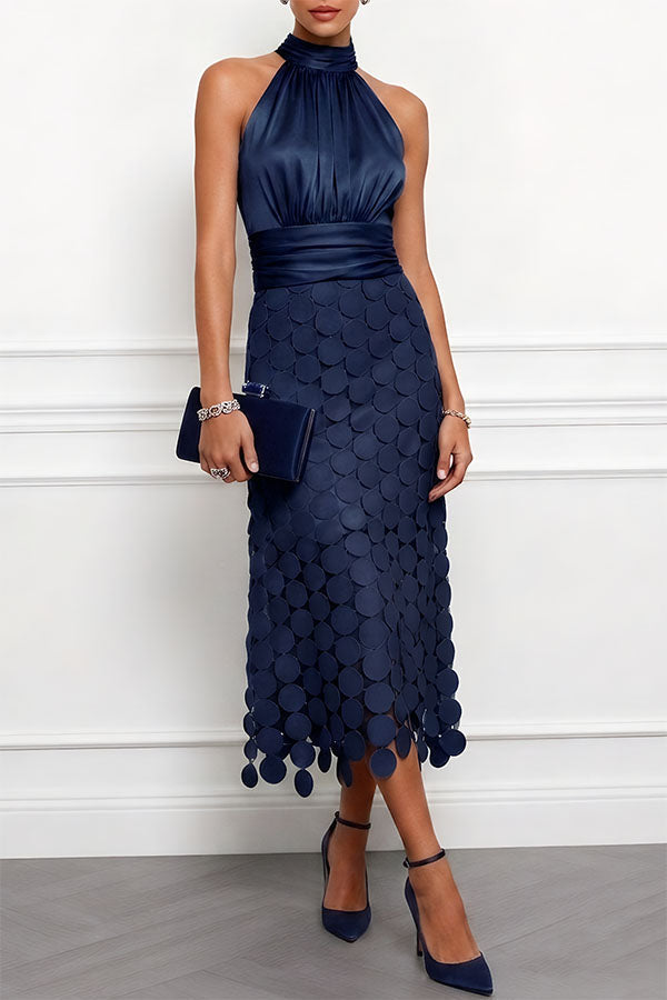FABIOLA | Vestido Midi sin Mangas con Cuello Alto