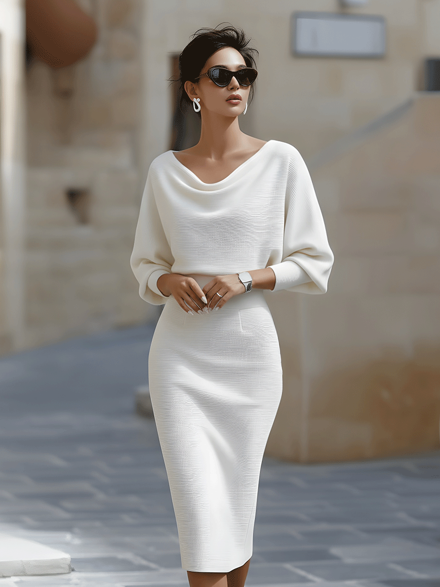 AUDREY | Vestido Midi Drapeado con Escote Corazón