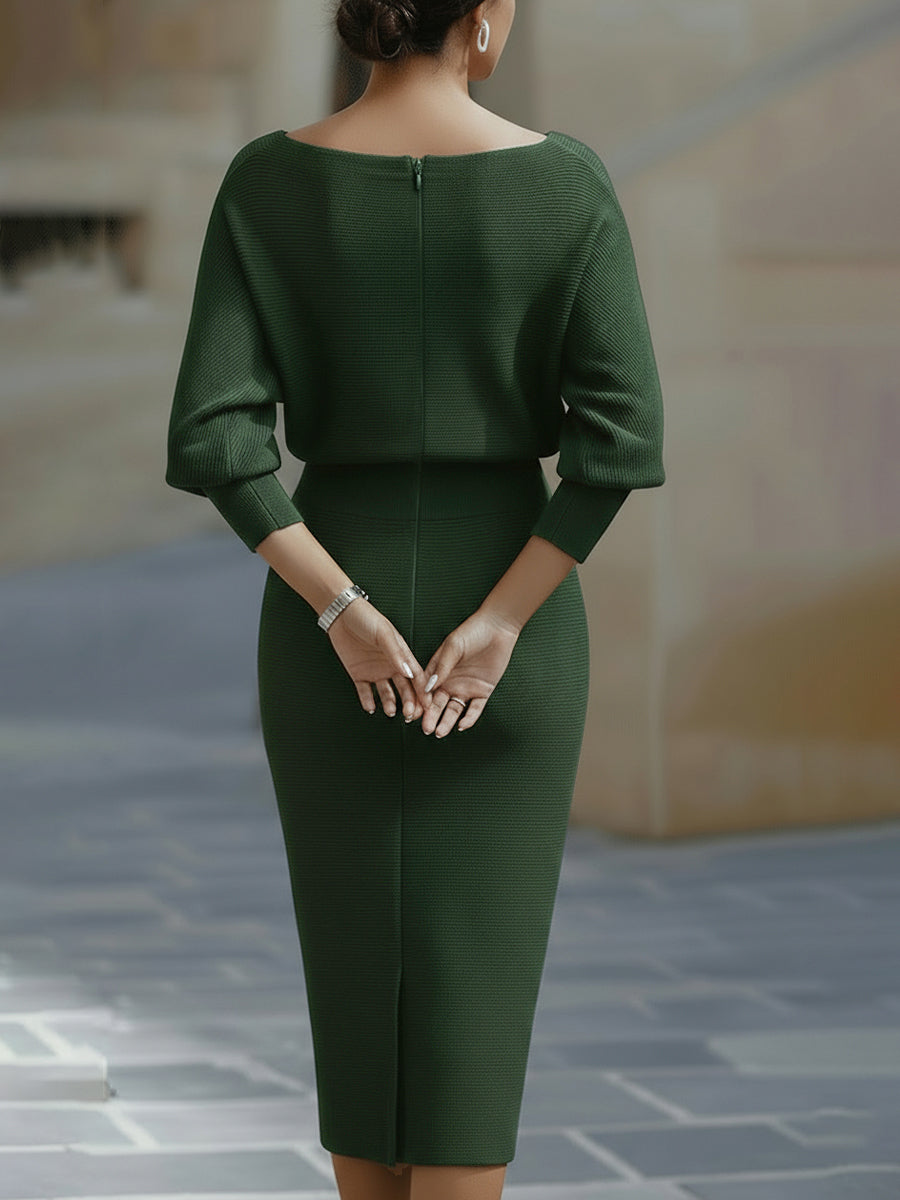 AUDREY | Vestido Midi Drapeado con Escote Corazón