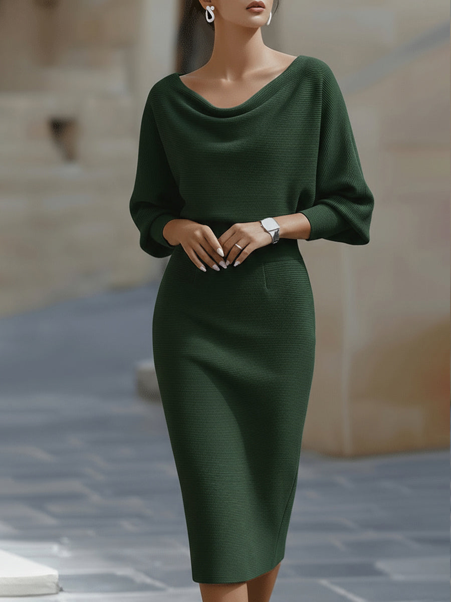 AUDREY | Vestido Midi Drapeado con Escote Corazón