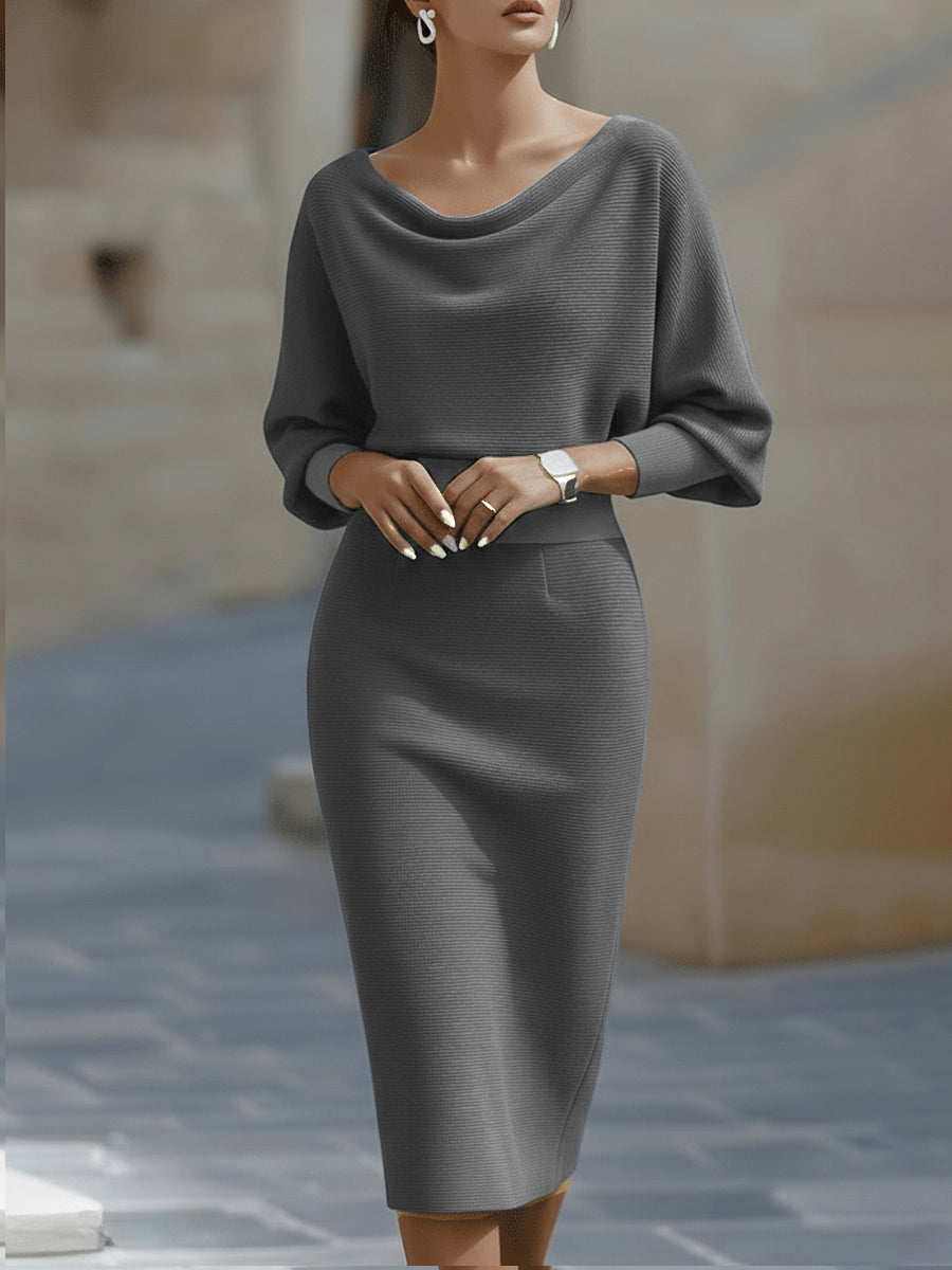 AUDREY | Vestido Midi Drapeado con Escote Corazón