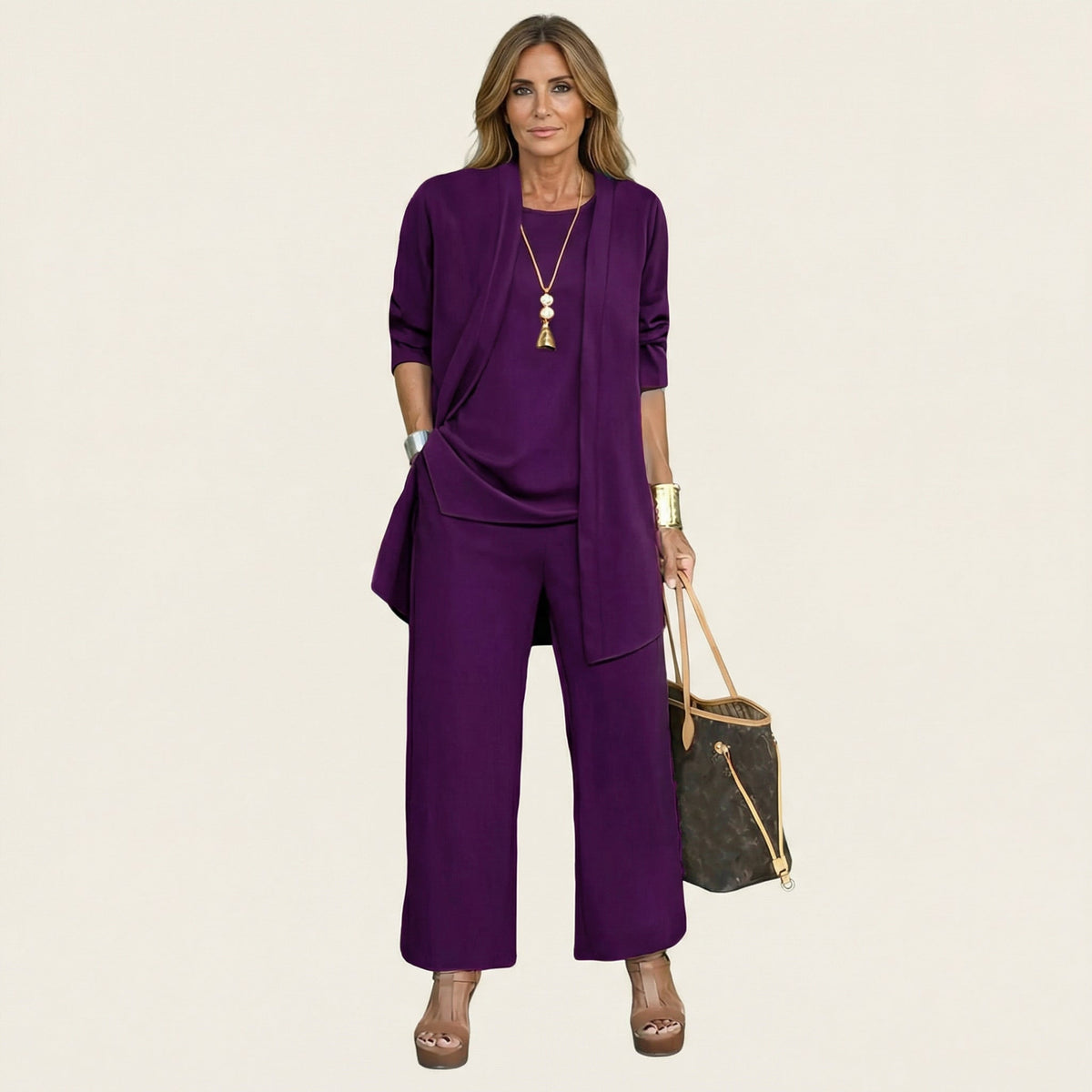 VIVIENNE | Conjunto Minimalista de Tres Piezas con Chaleco