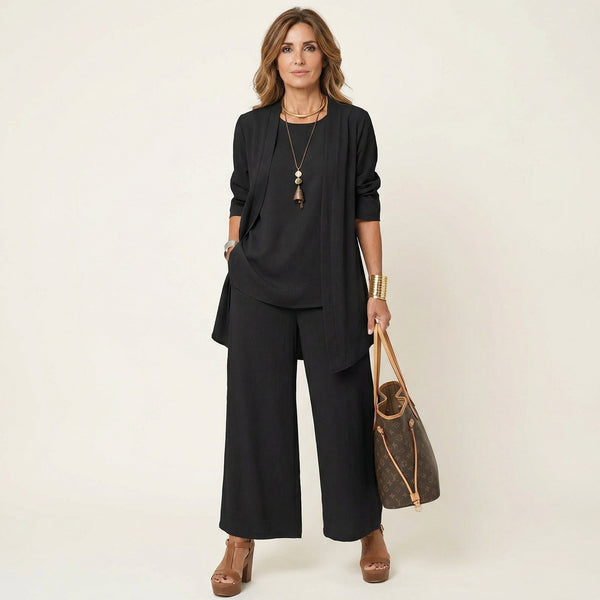 VIVIENNE | Conjunto Minimalista de Tres Piezas con Chaleco