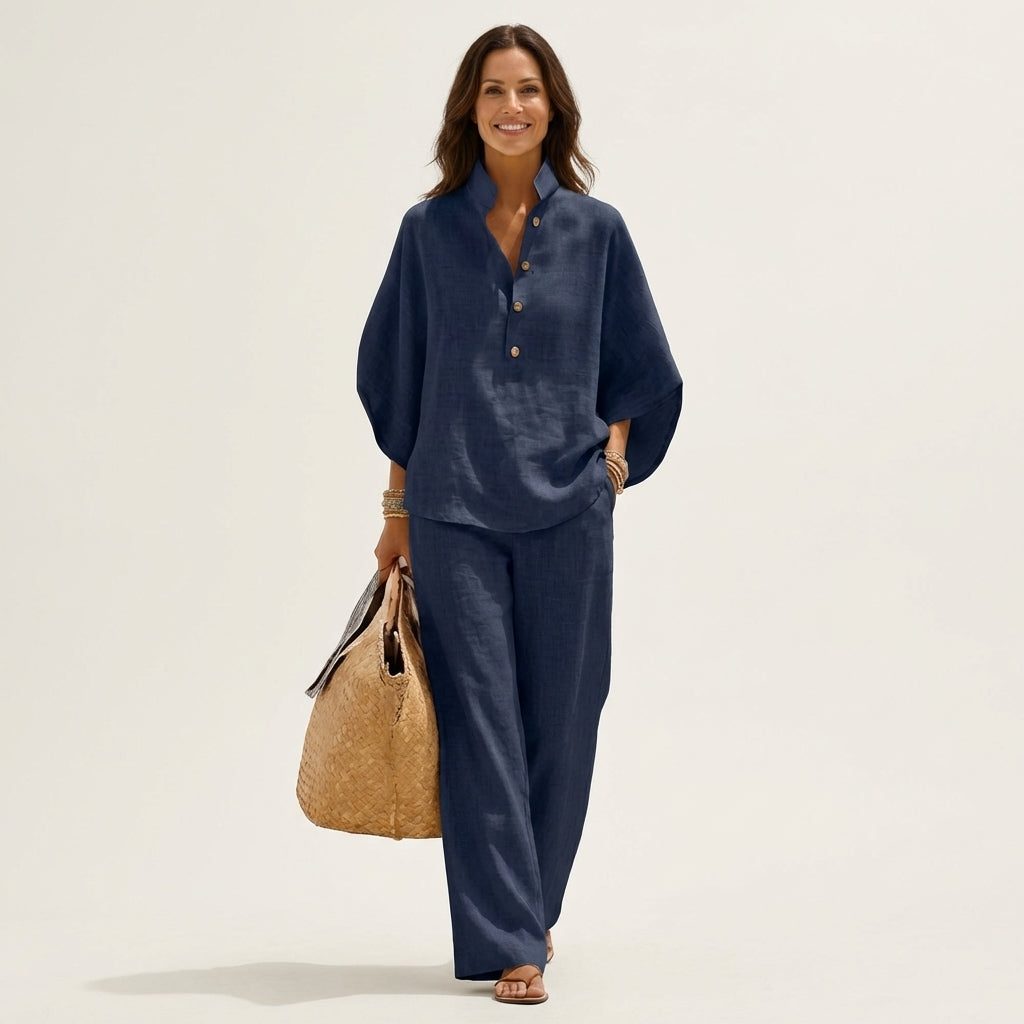 EDITH | Conjunto de Top Murciélago y Pantalón Ancho