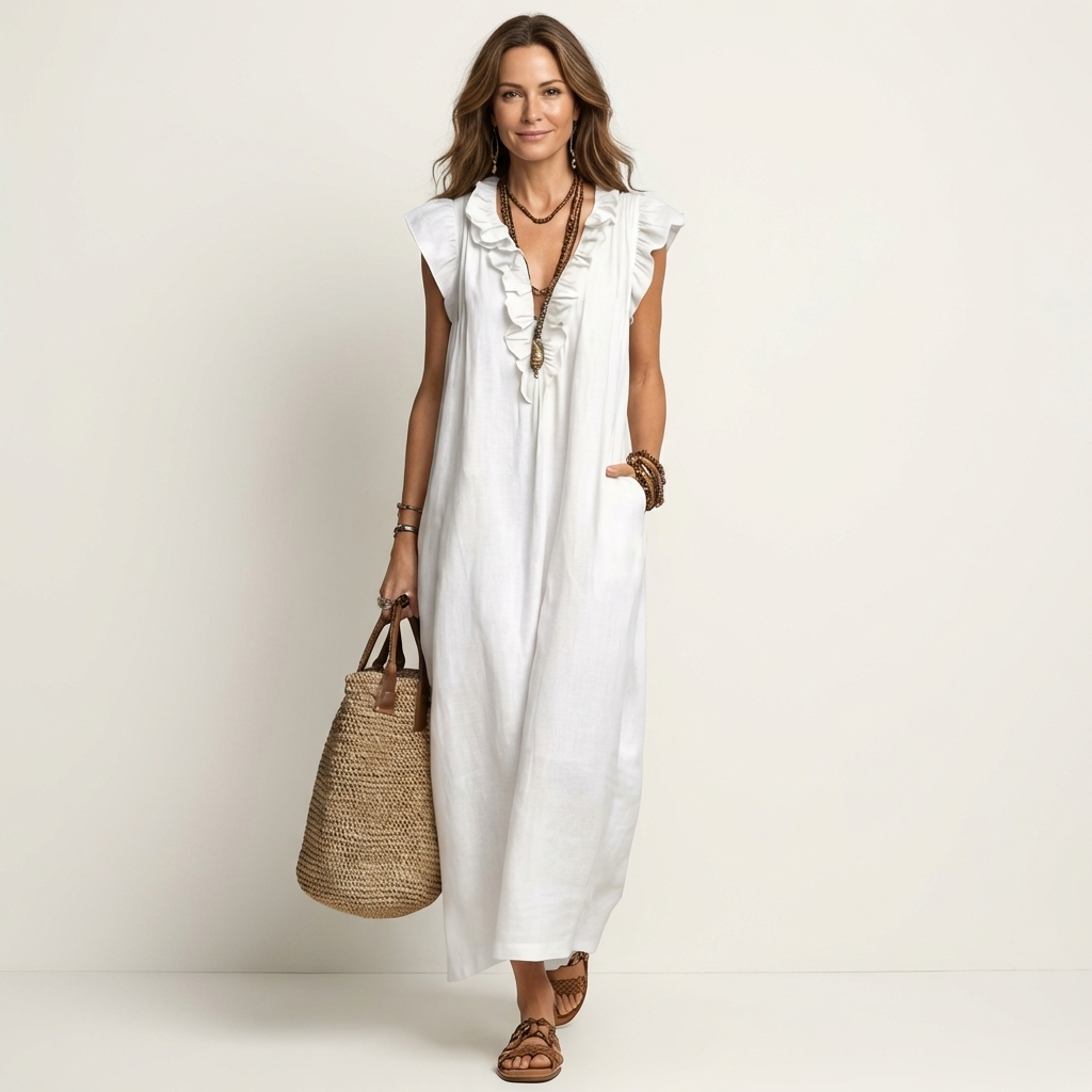 MARINA | Vestido Largo con Escote de Pico