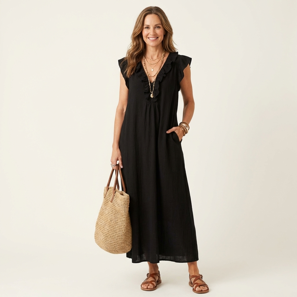 MARINA | Vestido Largo con Escote de Pico