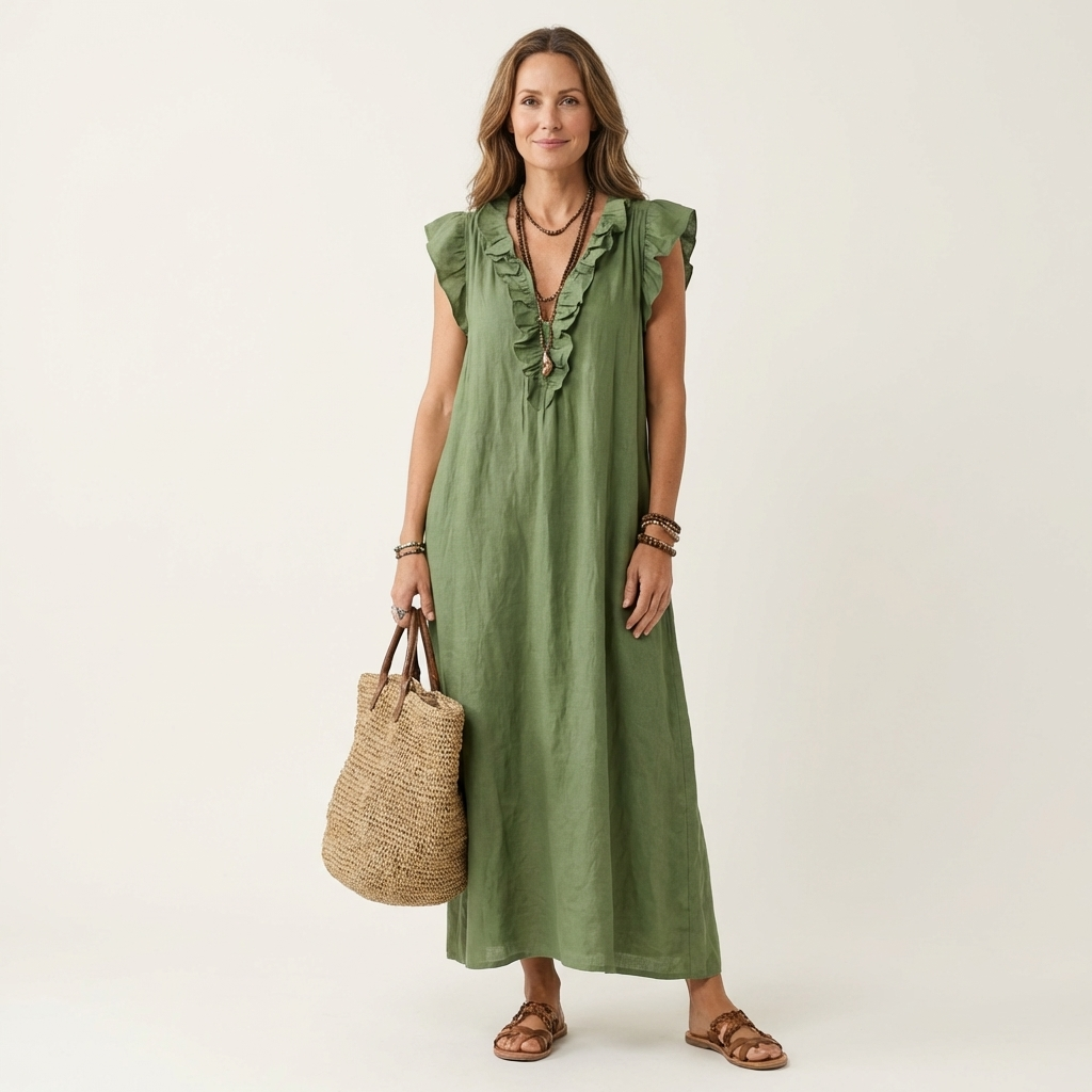 MARINA | Vestido Largo con Escote de Pico