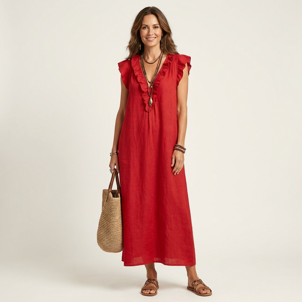 MARINA | Vestido Largo con Escote de Pico