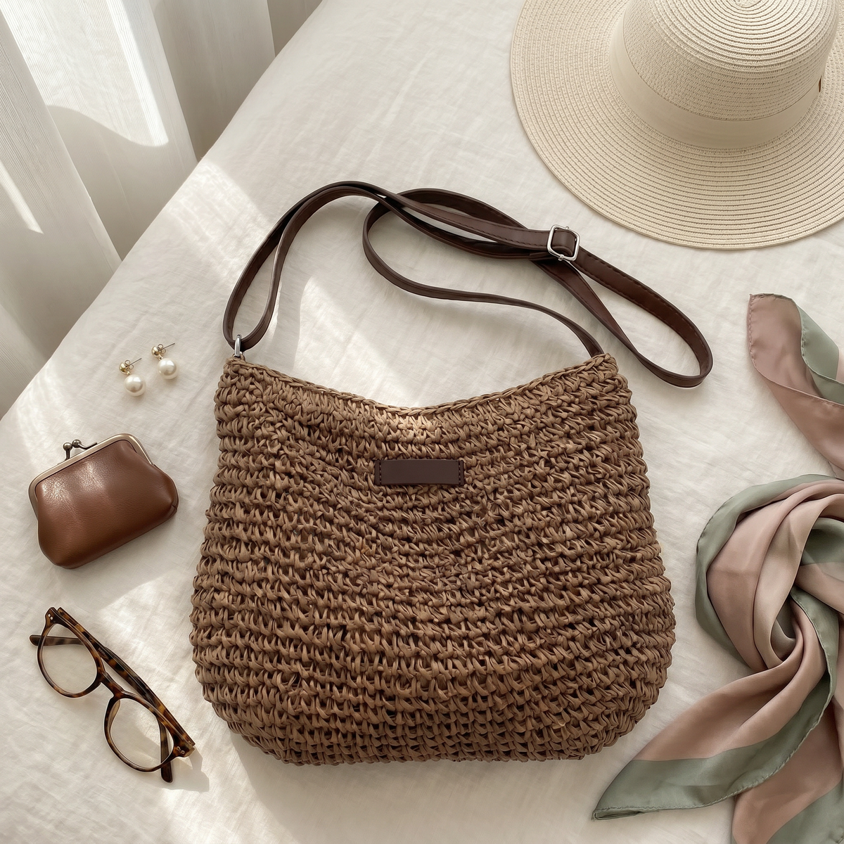 CINTIA | Bolso Trenzado Elegante - Marrón oscuro