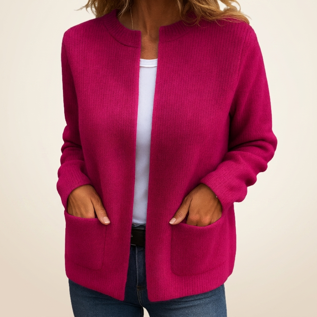 Cárdigan COLINE de punto con bolsillos en color fucsia