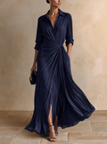 AGNÈS | Vestido Largo Azul Marino con Nudo