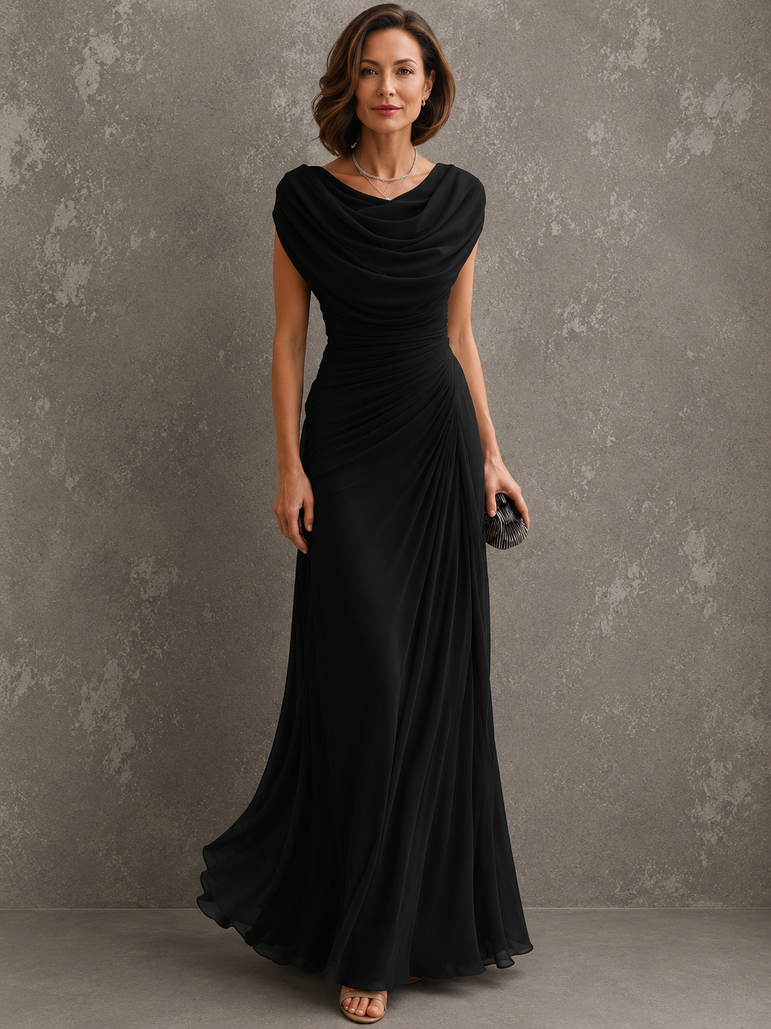 DOMINIQUE | Vestido Largo sin Mangas con Fruncidos