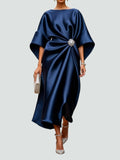 ISADORA | Vestido Largo Satinado Drapeado