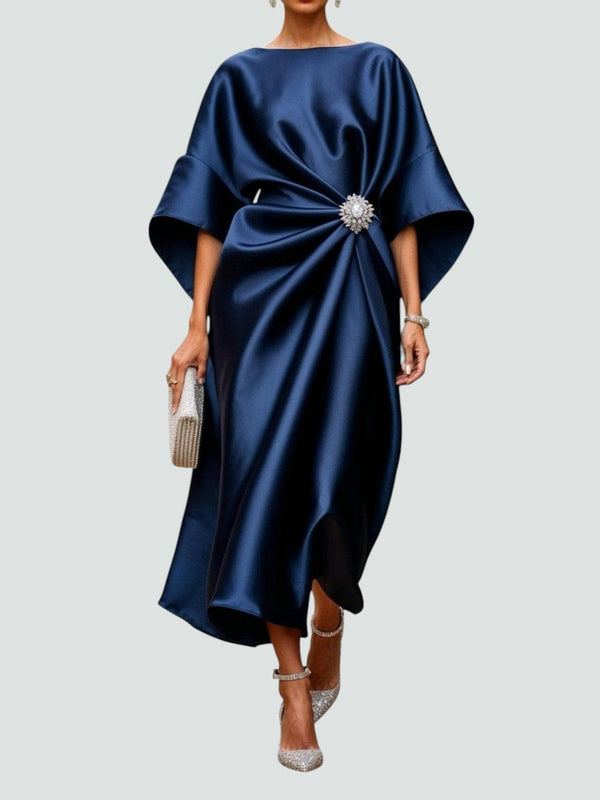 ISADORA | Vestido Largo Satinado Drapeado