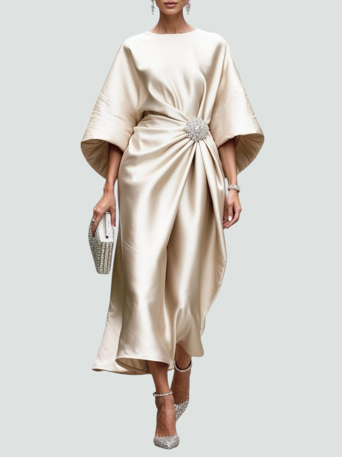 ISADORA | Vestido Largo Satinado Drapeado