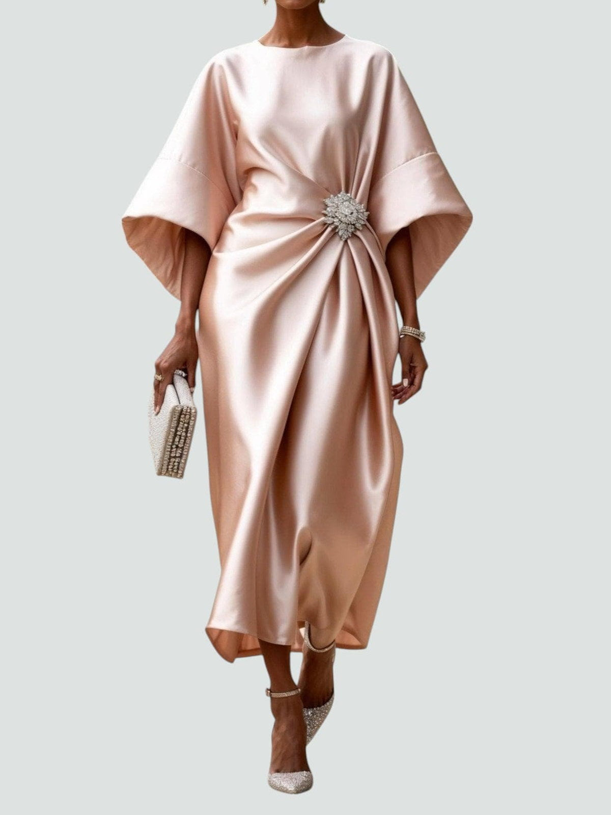 ISADORA | Vestido Largo Satinado Drapeado