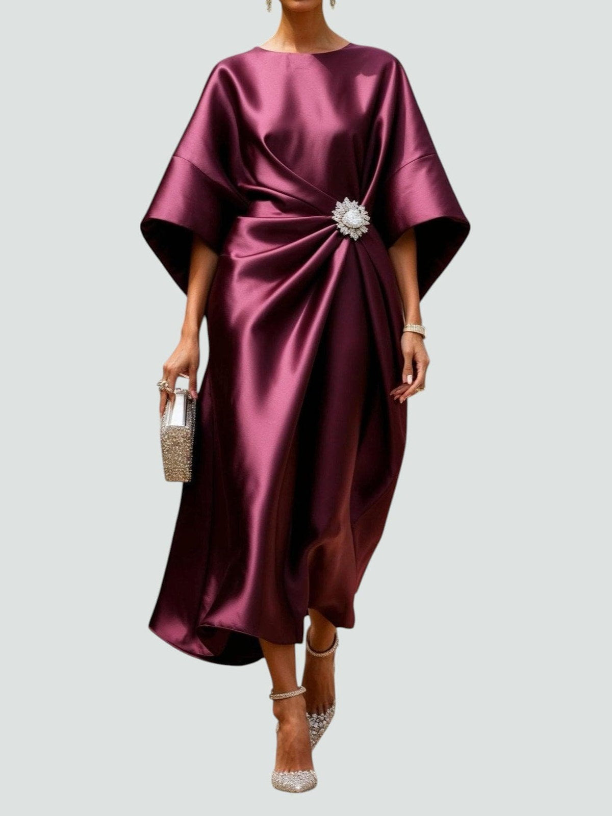 ISADORA | Vestido Largo Satinado Drapeado