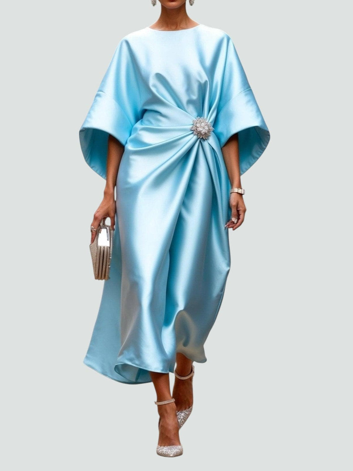 ISADORA | Vestido Largo Satinado Drapeado