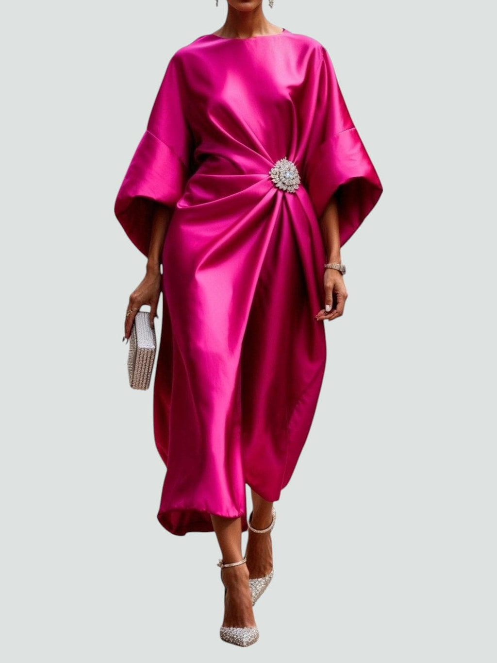 ISADORA | Vestido Largo Satinado Drapeado