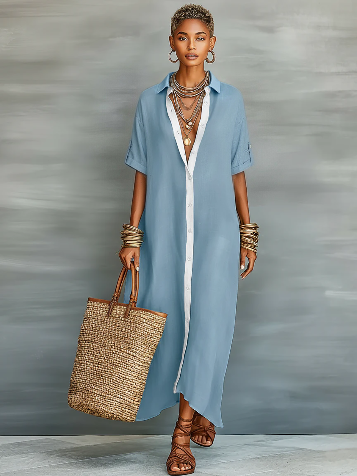 MIRIAM | Vestido Largo Verde Oliva de Líneas Minimalistas