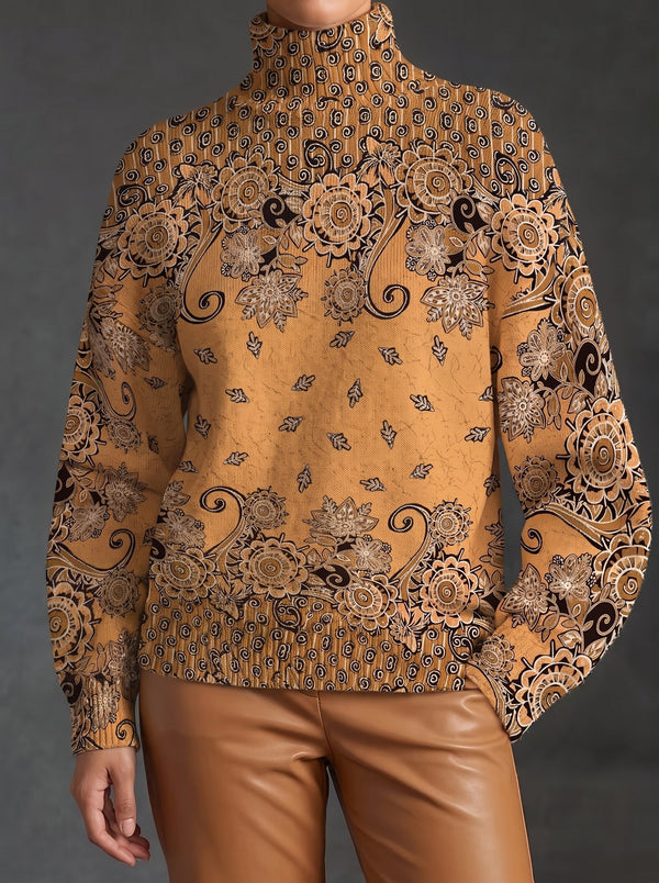 VIRGINIA | Jersey de Cuello Alto Cachemira Caramelo