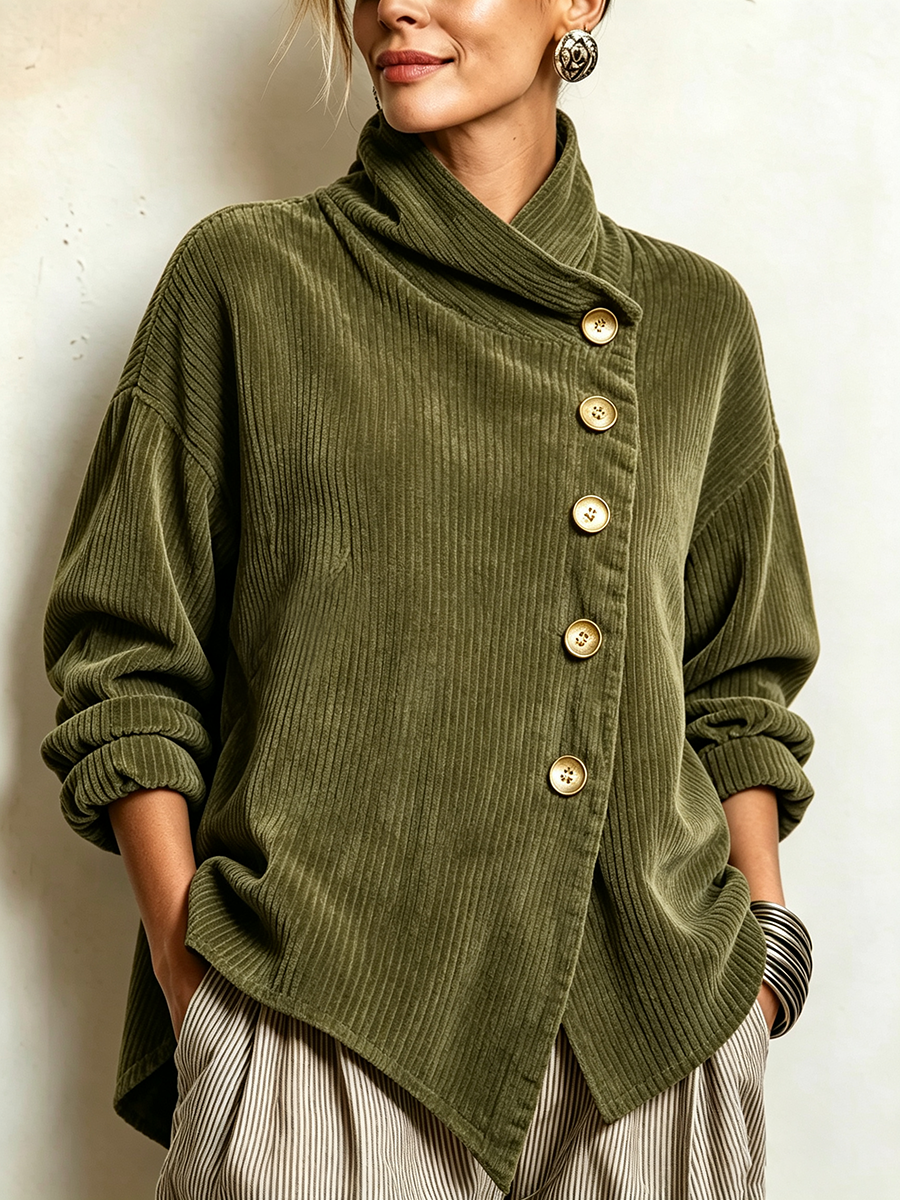 LUCILLA | Top de Pana Verde Oliva Cruzado