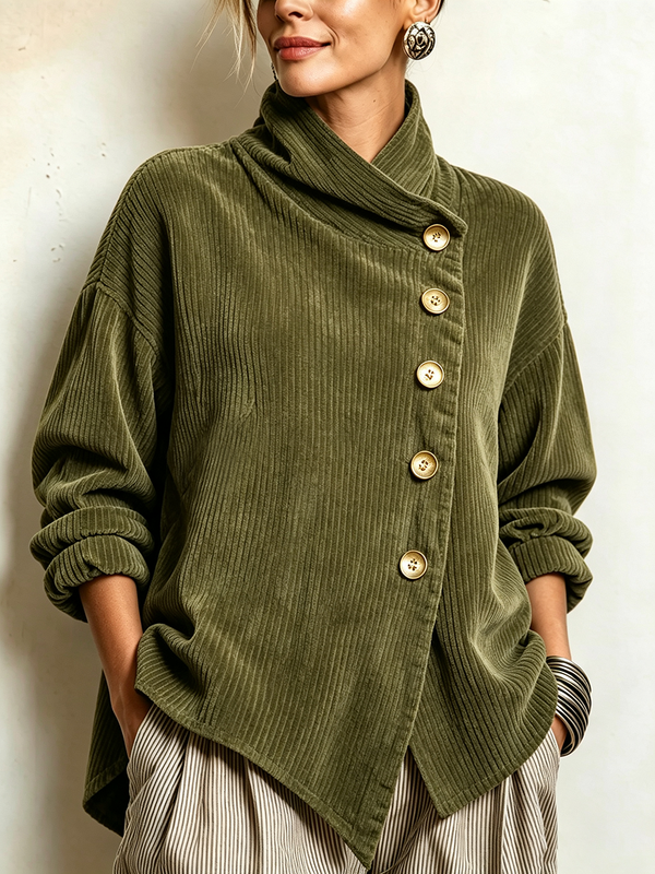 LUCILLA | Top de Pana Verde Oliva Cruzado