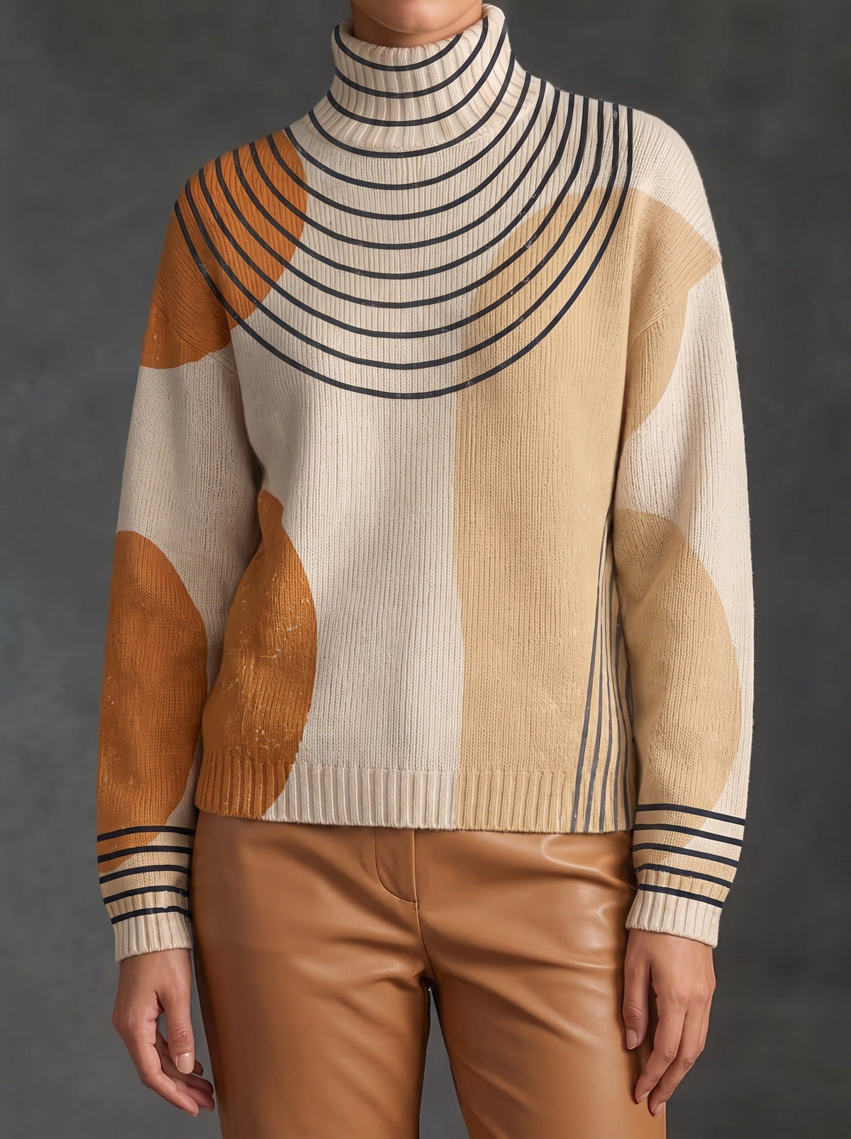 VERITY | Jersey de Cuello Alto Bloques de Color con Arcos