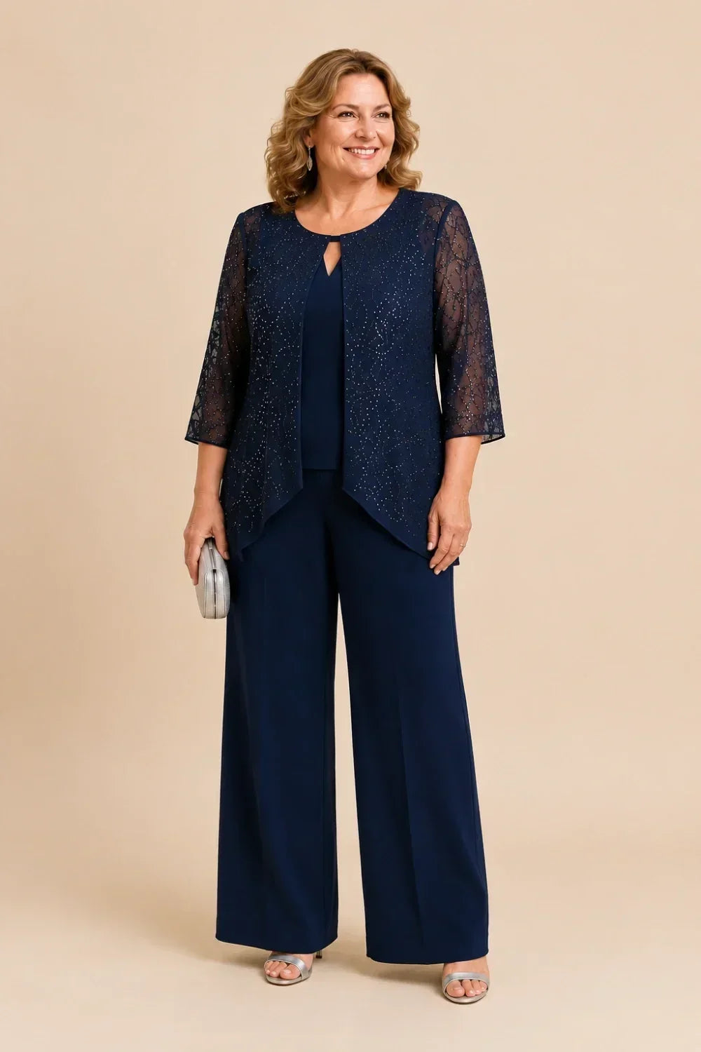 BERNADETTE | Conjunto de Encaje con Pedrería y Palazzo