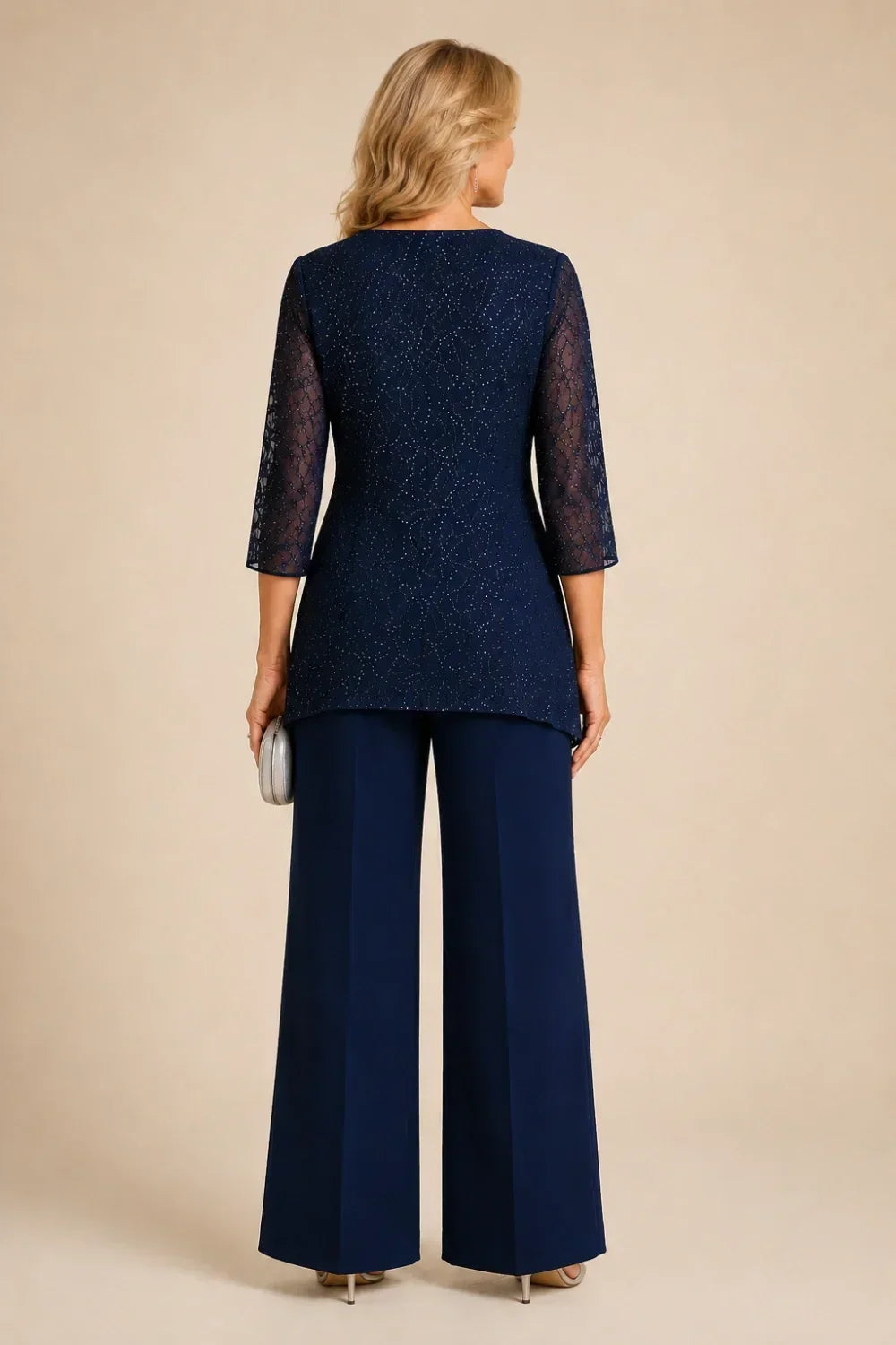 BERNADETTE | Conjunto de Encaje con Pedrería y Palazzo