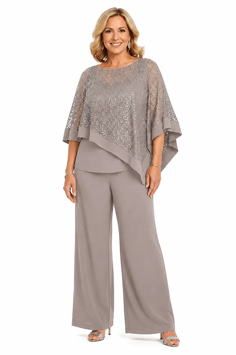 ASTRID | Conjunto de Capa con Lentejuelas y Pantalón Recto