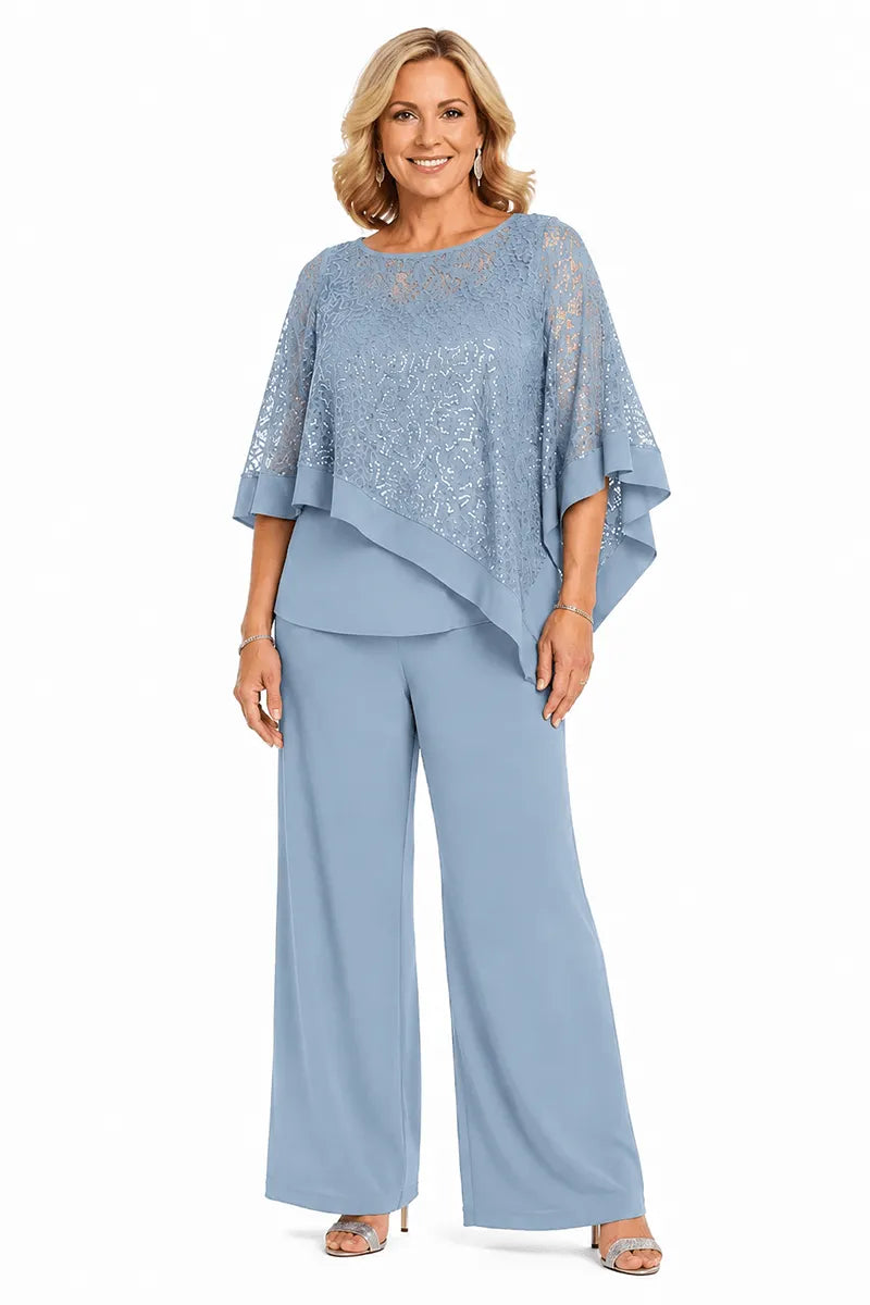 ASTRID | Conjunto de Capa con Lentejuelas y Pantalón Recto
