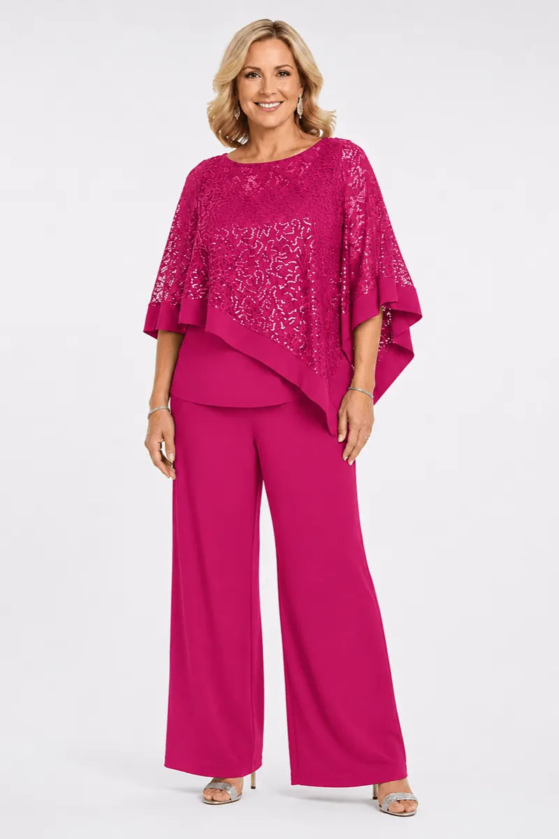ASTRID | Conjunto de Capa con Lentejuelas y Pantalón Recto