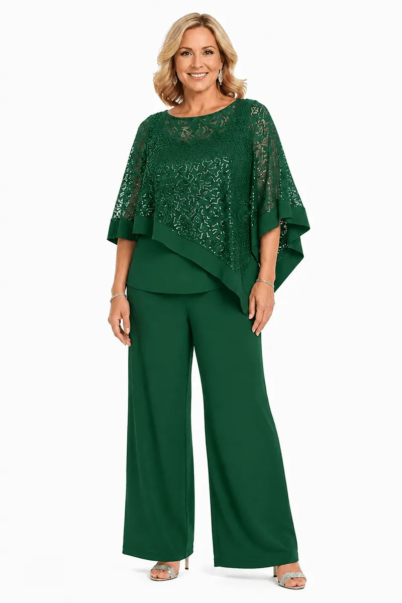 ASTRID | Conjunto de Capa con Lentejuelas y Pantalón Recto