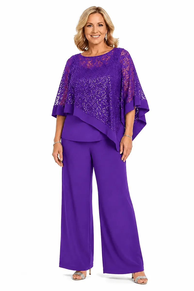 ASTRID | Conjunto de Capa con Lentejuelas y Pantalón Recto