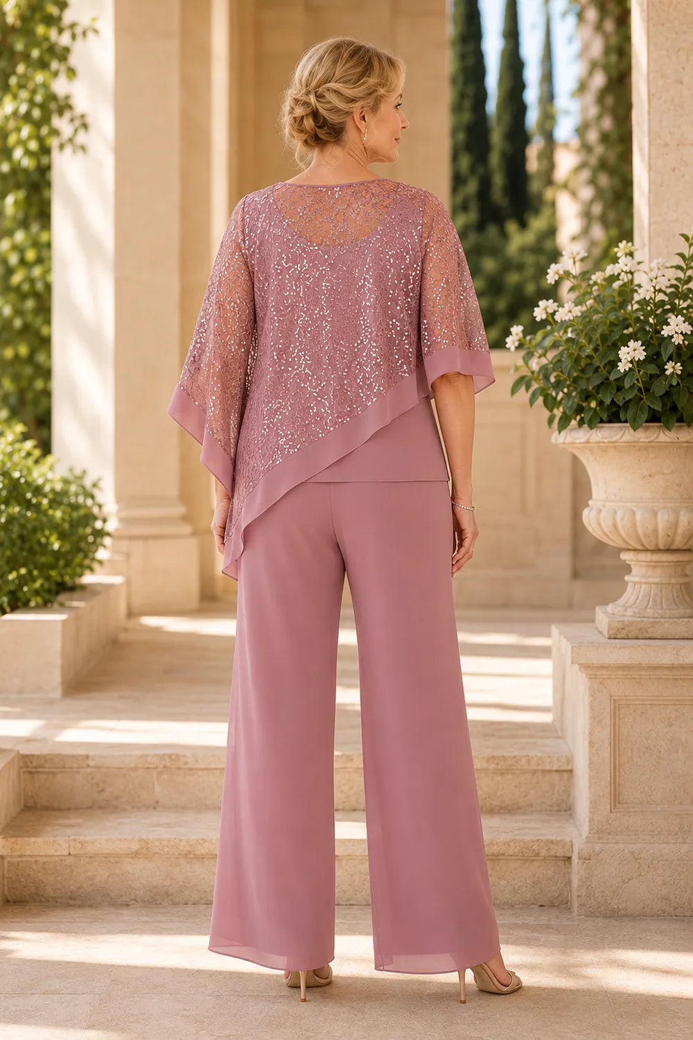 ASTRID | Conjunto de Capa con Lentejuelas y Pantalón Recto