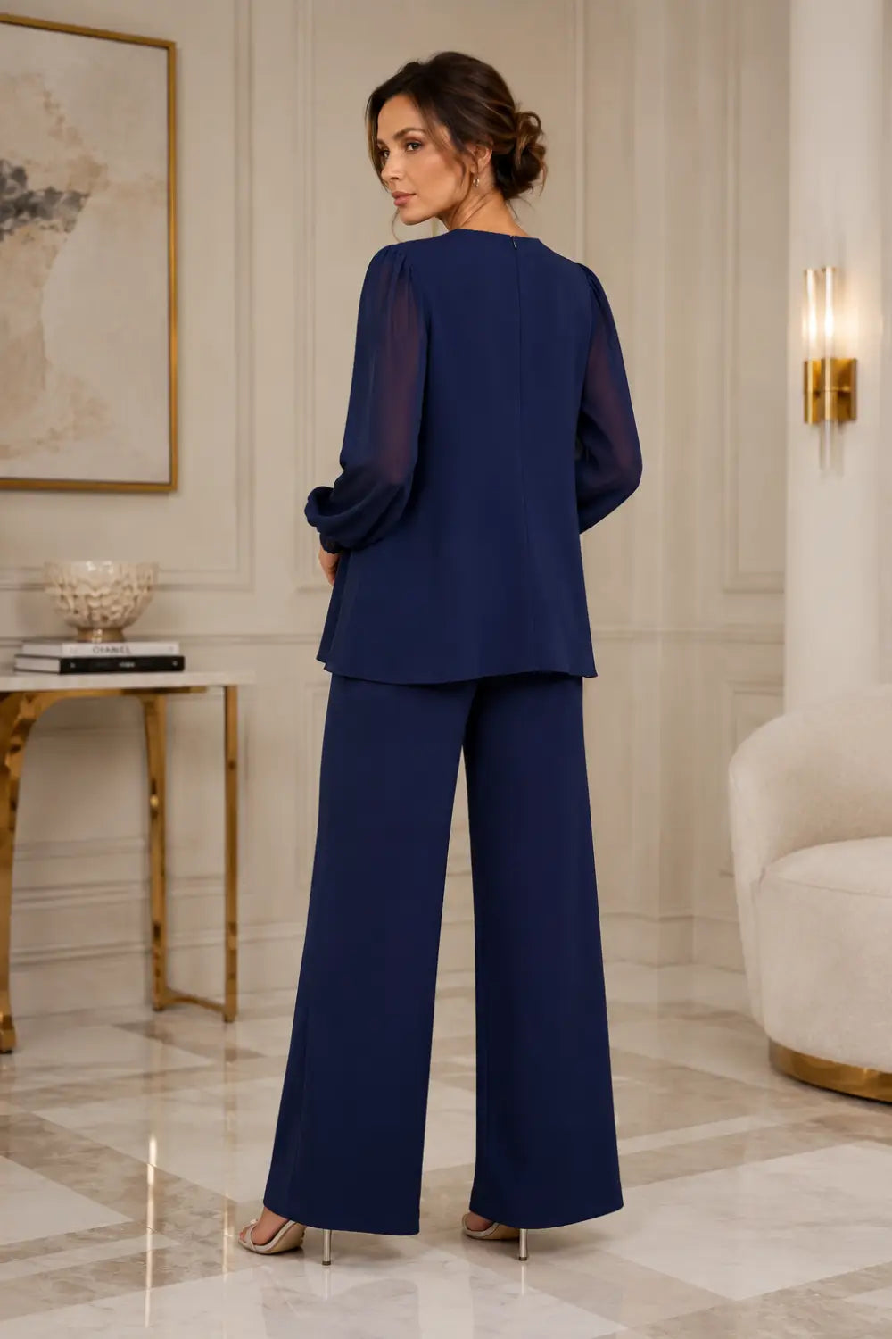 JACQUELINE | Conjunto de Gasa en Capas con Pantalón Ancho